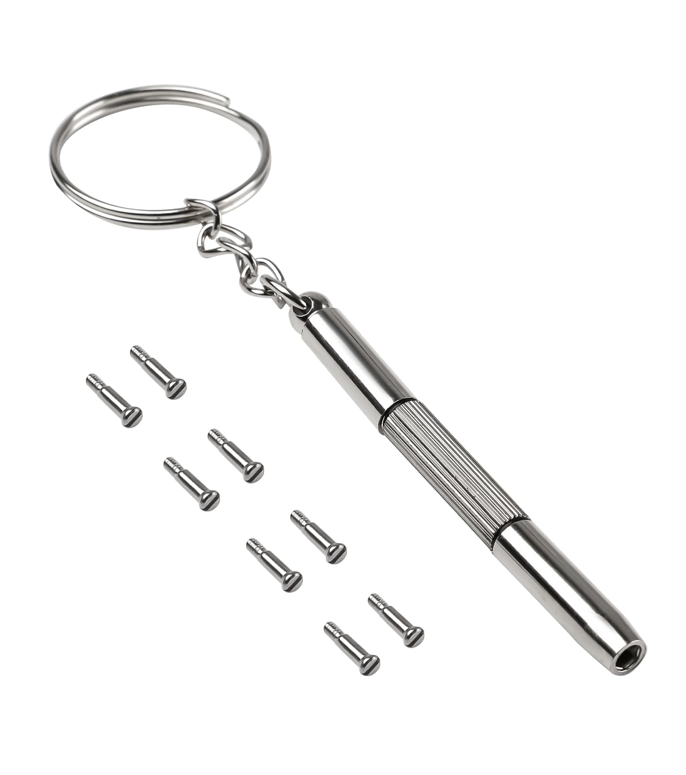 8-piece silver replacement screws for Ray-Ban RB2140 RB2168 RB4168 RB4169 RB4195 RB4152 RB4340 RB5022 frames - front view