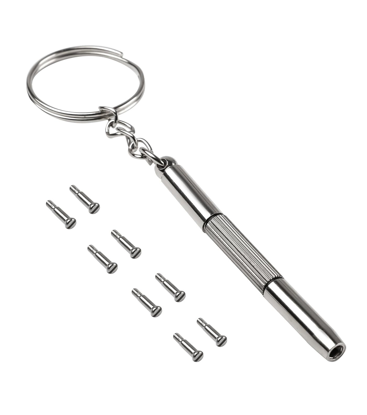 8-piece silver replacement screws for Ray-Ban RB2140 RB2168 RB4168 RB4169 RB4195 RB4152 RB4340 RB5022 frames - front view