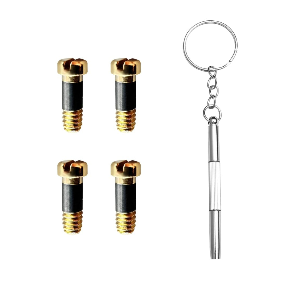Golden temple hinge screws for Ray-Ban glasses (4 pcs) with screwdriver