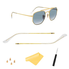Replacement temple arms for Ray-Ban sunglasses with golden arms and clear tips