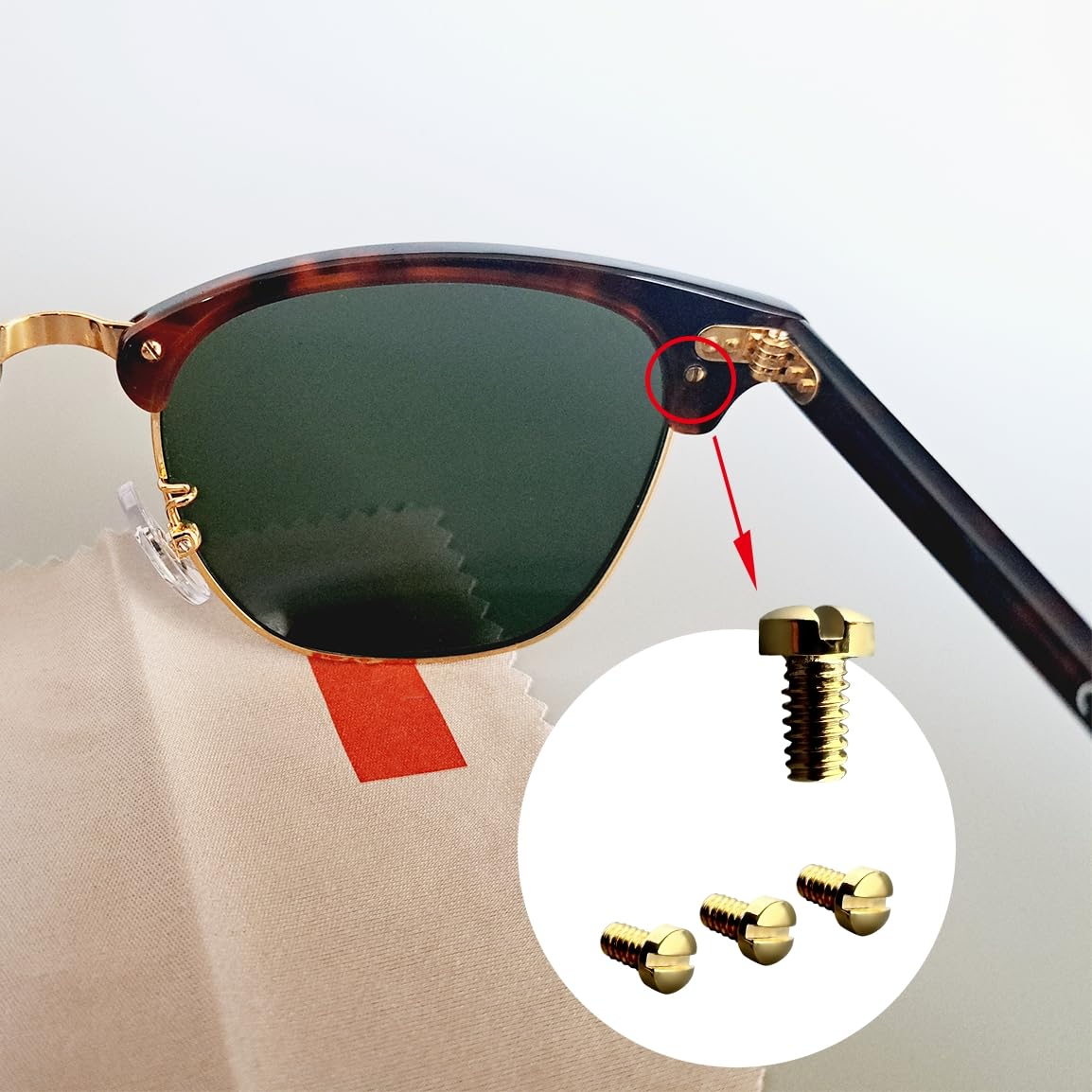 Golden temple hinge screws for Ray Ban Clubmaster frames