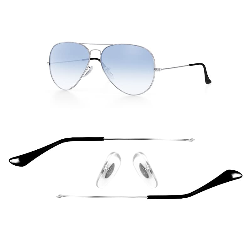 Ray-Ban Aviator 3025 replacement silver temple arms (front view)