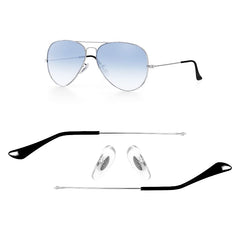 Ray-Ban Aviator 3025 replacement silver temple arms (front view)