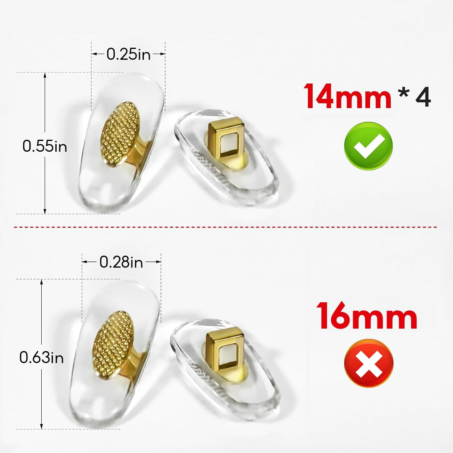 Eyewear repair kit: 4 pairs gold Ray-Ban nose pads with cloth