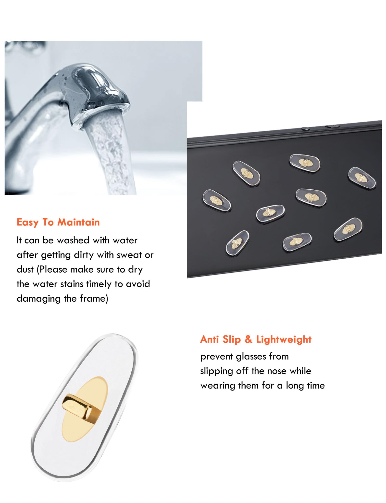 Gold-core silicone nose pads for Ray-Ban eyewear