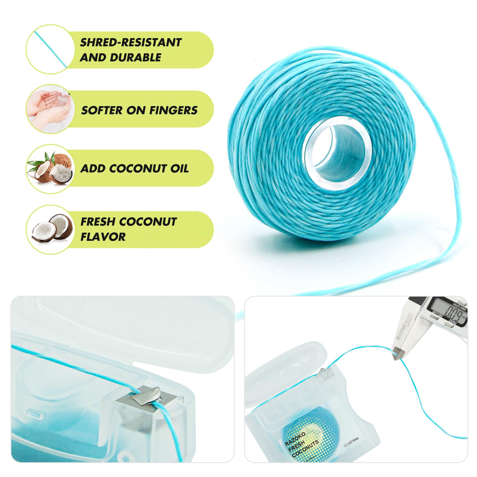 Close-up of woven dental floss fibers