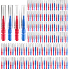 RAZOKO interdental brush packaging showing blue 2.5mm and red 3mm heads