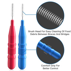 Red 3mm interdental brush head close-up
