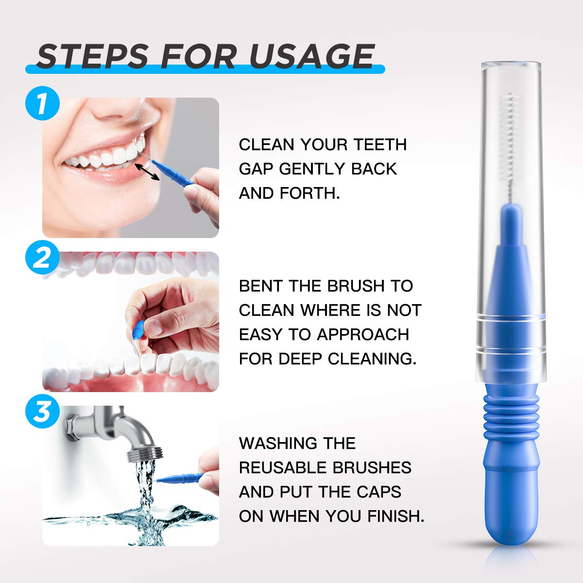 Storage caps for RAZOKO interdental brushes