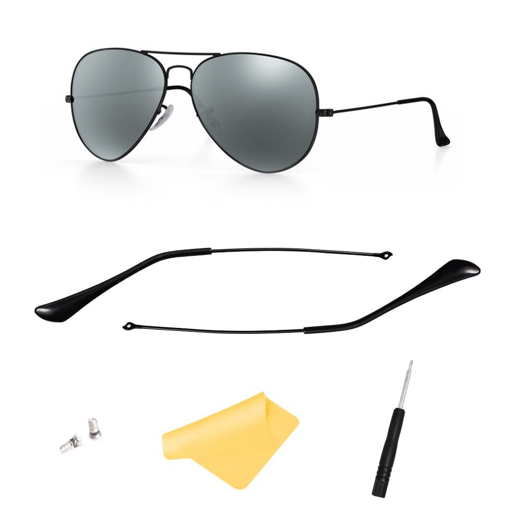 Replacement temple arms for Ray-Ban RB3025 Aviator sunglasses - front view