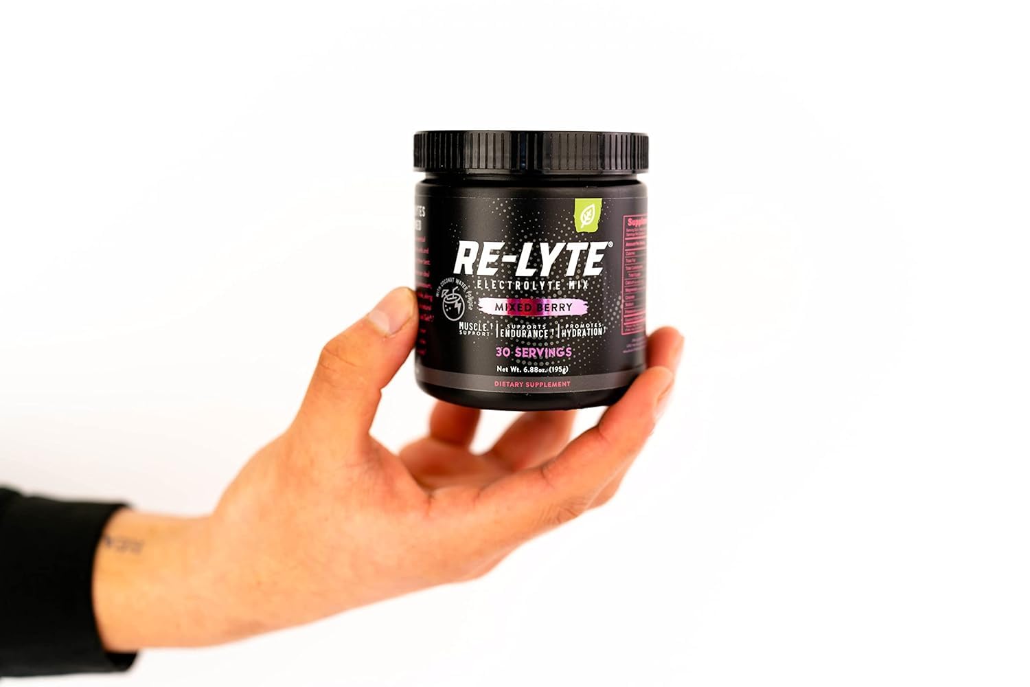 Close-up of ingredients: coconut water powder and Real Salt sea salt