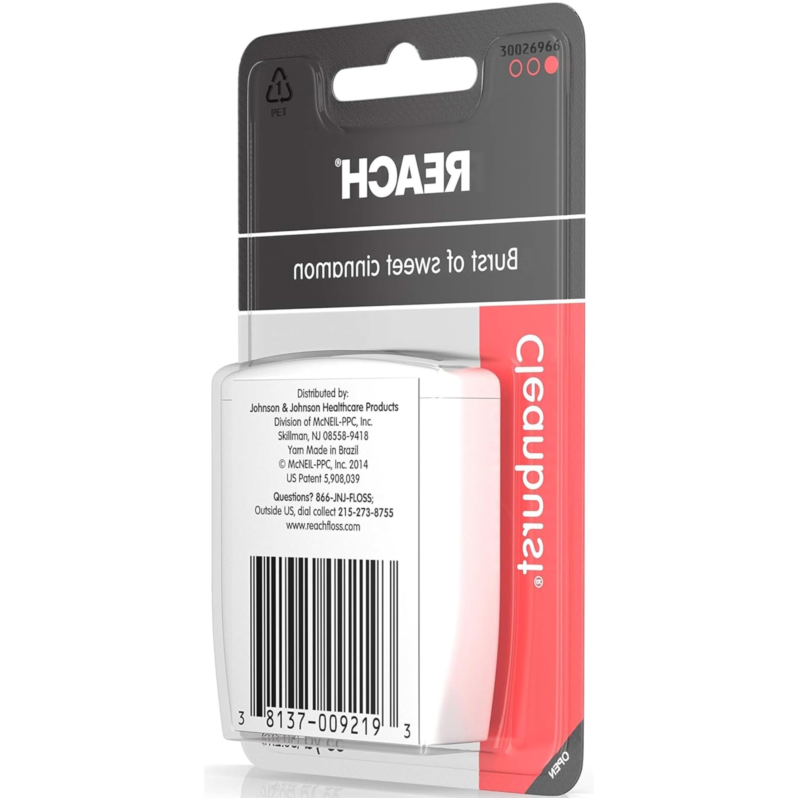 Pack of 12 Reach Cleanburst Cinnamon waxed dental floss
