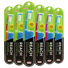 Front view of Reach Crystal Clean Toothbrush Pack of 6