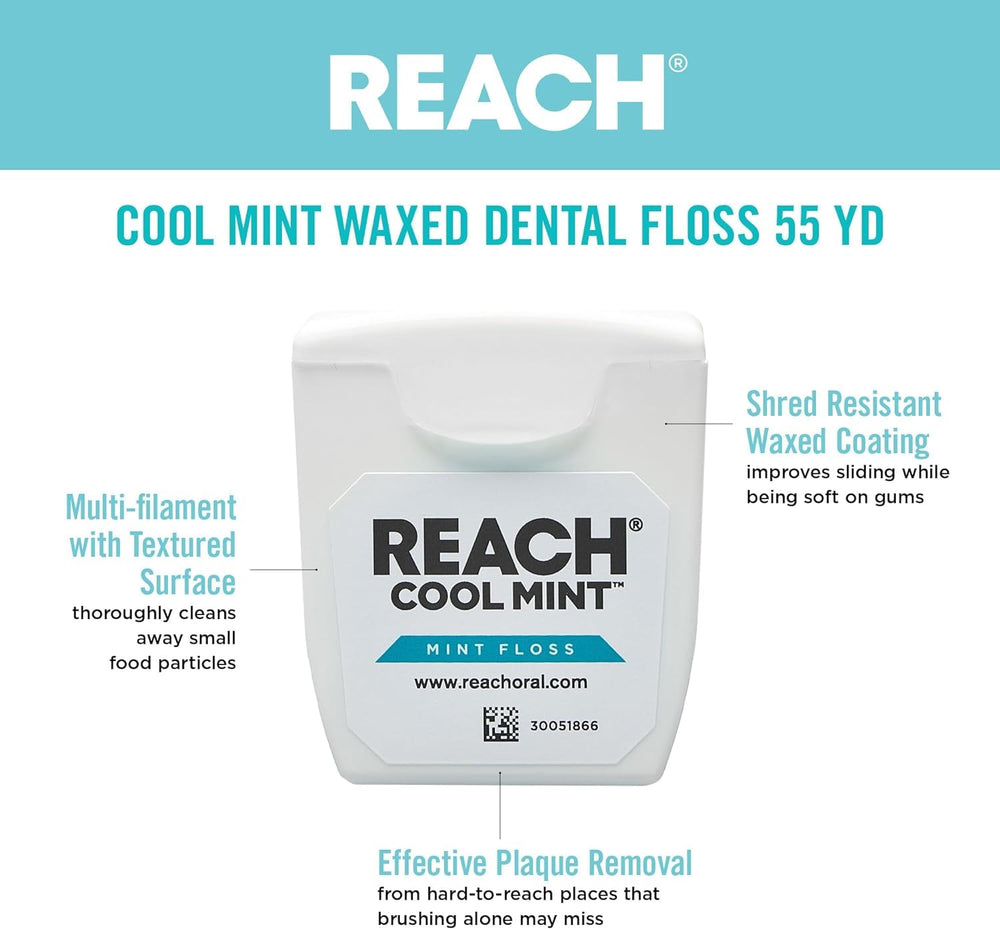 Graphic showing plaque removal with REACH dental floss
