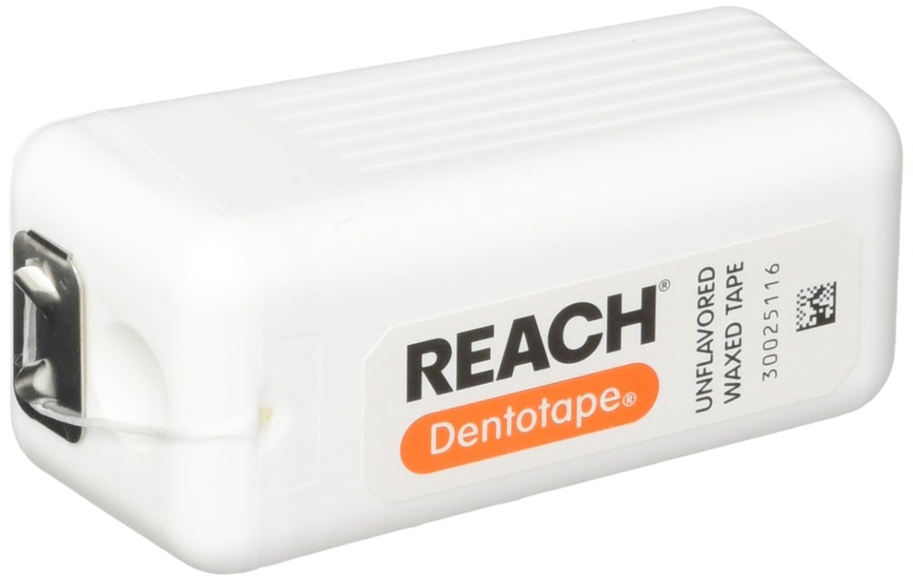 REACH Dentotape Waxed Dental Floss with extra-wide cleaning surface for large gaps between teeth, unflavored, 100 yards (6-pack)