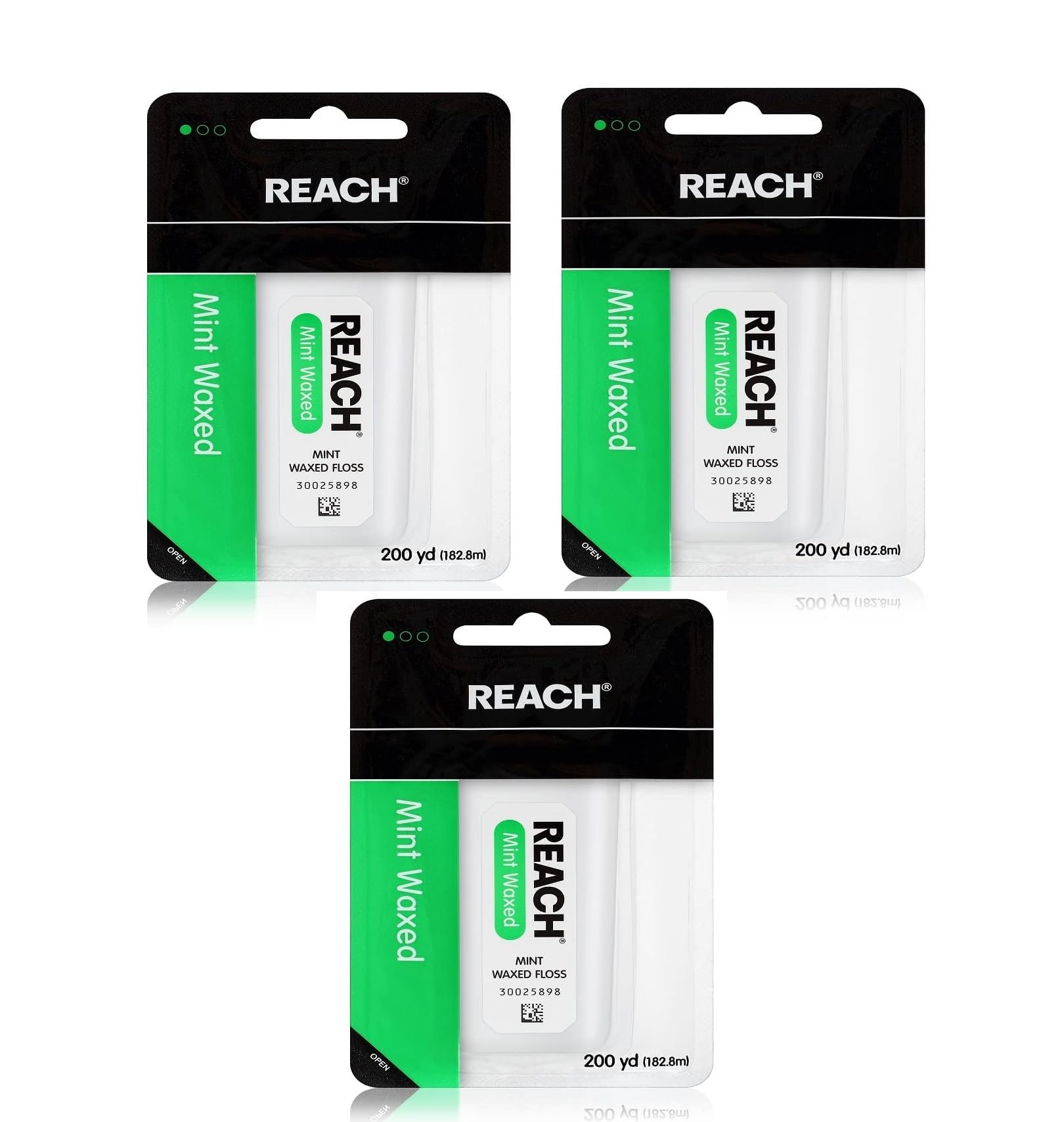 Reach Mint Waxed Floss 200 yd pack of 3 mint flavor close-up