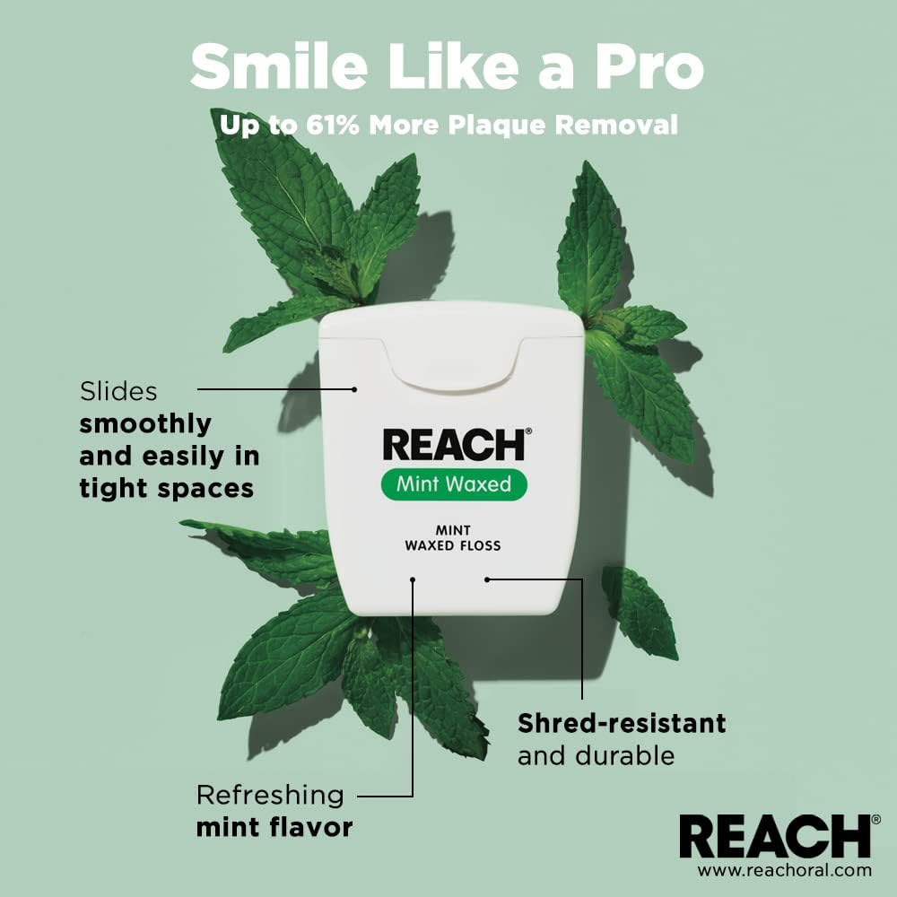 Three Reach Mint Waxed Floss spools, 200 yards each