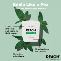 Three Reach Mint Waxed Floss spools, 200 yards each