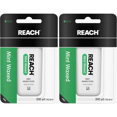Front view of REACH Mint Waxed Floss Pack of 2