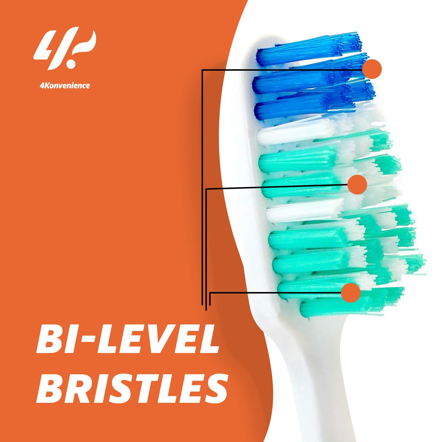 Bi-level bristles detail on Reach toothbrush
