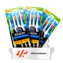 4K Logistics Reach advanced design adult toothbrush with soft bristles - front view