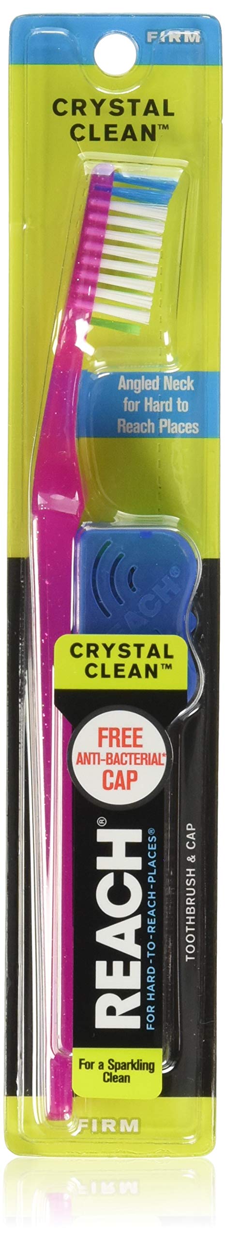 Reach Toothbrush Firm Full Head with 12 hard bristles, angled neck, cleaning tip