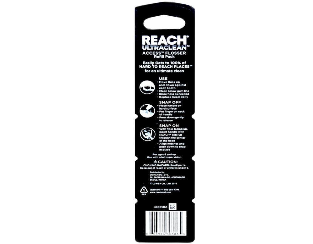 Packaging showing 28-count flosser refill pack
