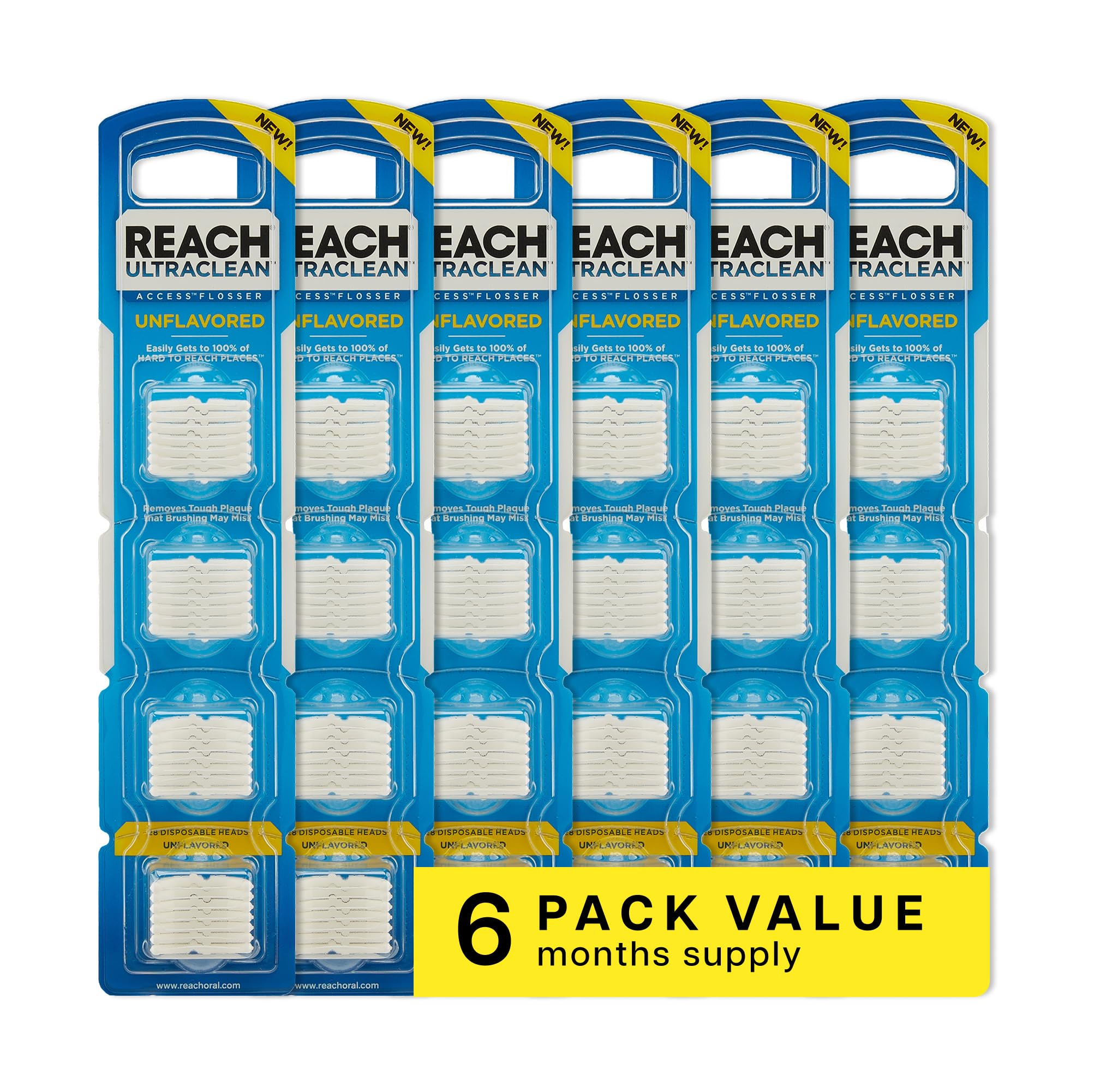 Box of REACH Ultraclean Access Flosser Refill Heads, 28-count, unflavored