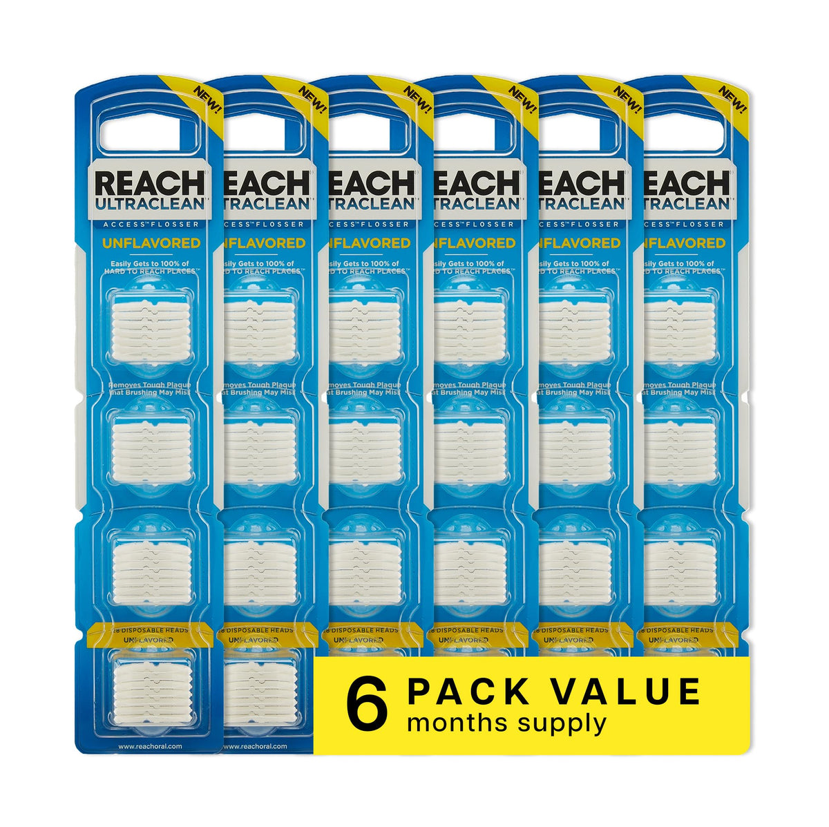 Box of REACH Ultraclean Access Flosser Refill Heads, 28-count, unflavored