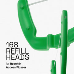 Close-up of mint-flavored floss refill heads attached to Ultraclean Access Flosser