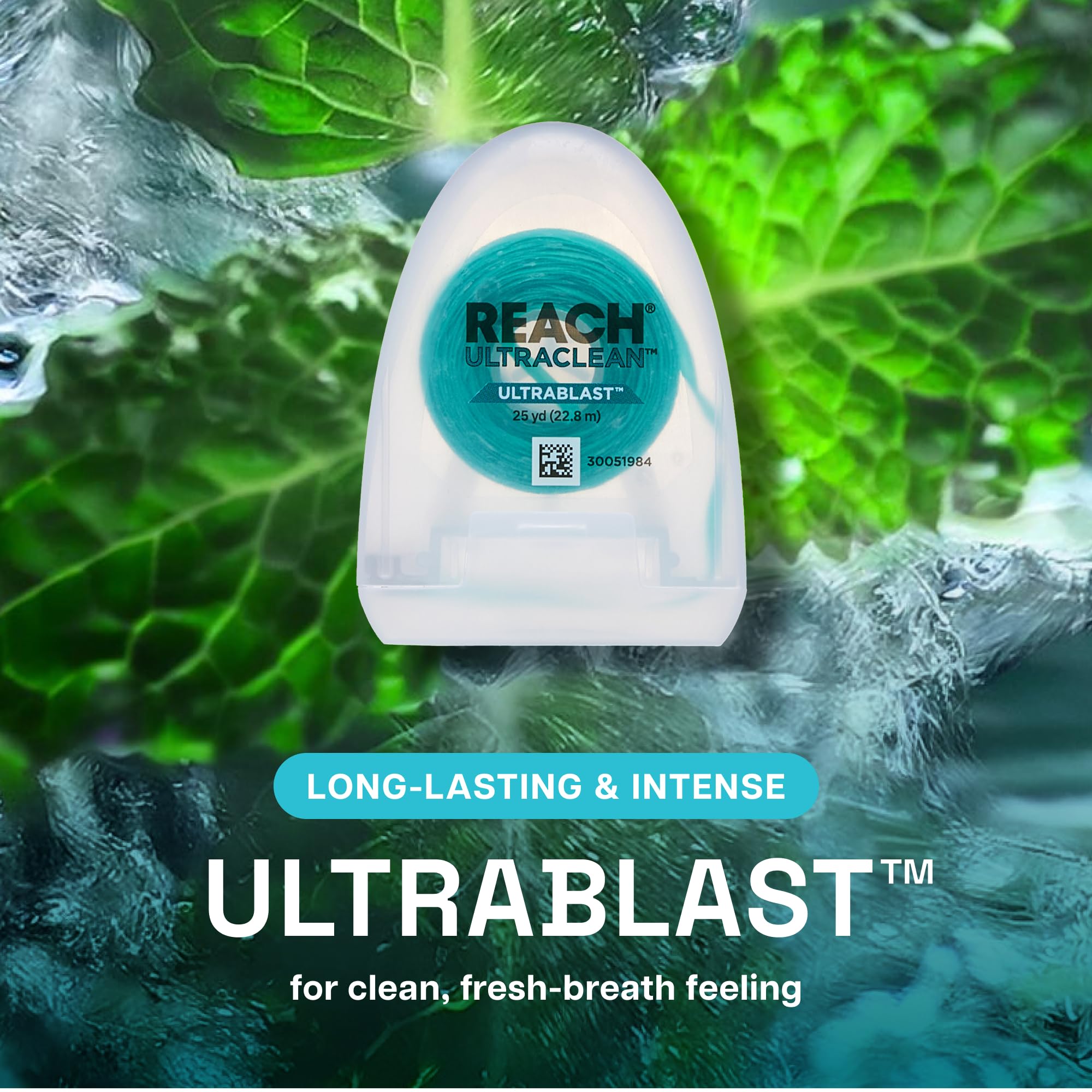Three-pack packaging of REACH Ultraclean Ultrablast dental floss