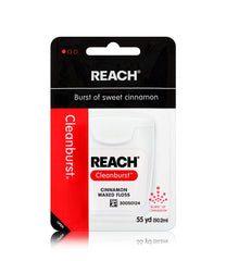 Reach Waxed Dental Floss Cleanburst Cinnamon packaging front