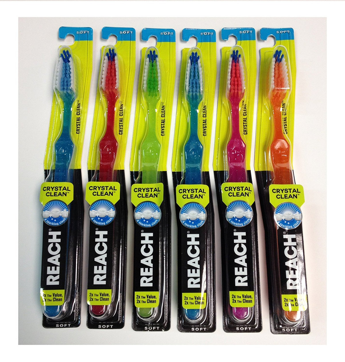 Reach Tb Crystal Blue 6ct Battery Powered Toothbrushes for Adults