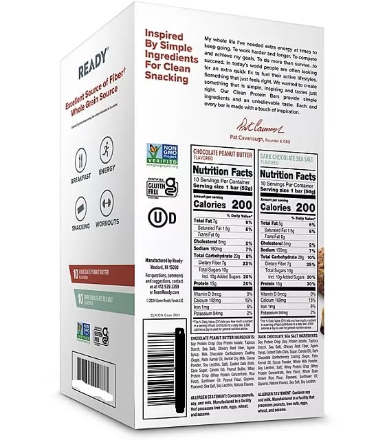Ready Nutrition CLEAN Bar texture close-up highlighting the soft-crunch bite for post-workout recovery.