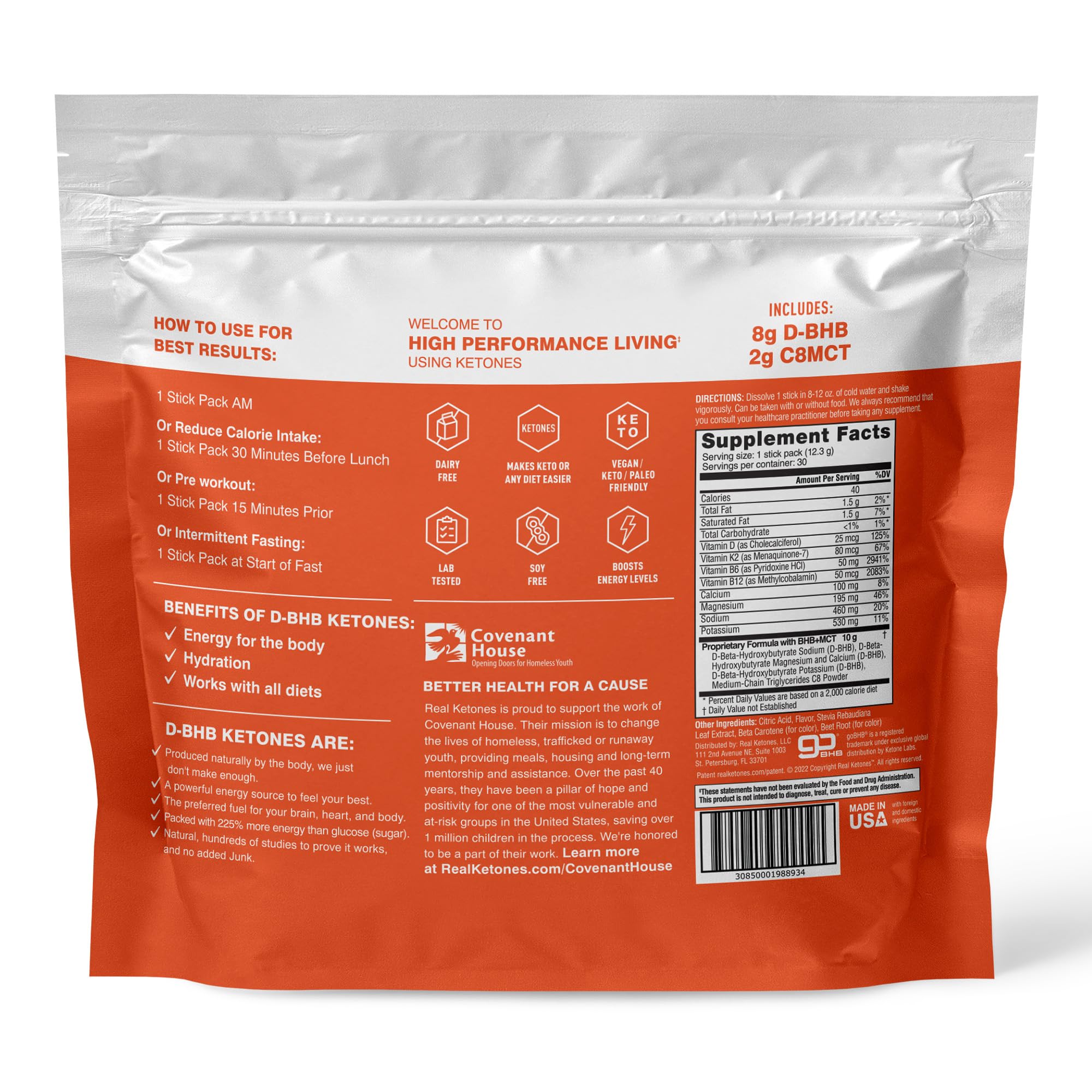 Electrolytes blend 1285mg per serving label