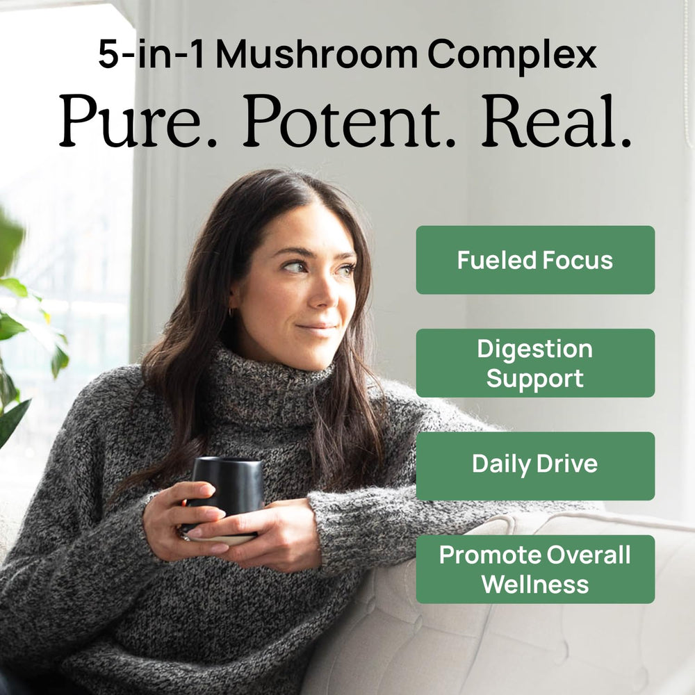 Five-mushroom complex: Chaga, Turkey Tail, Maitake, Shiitake, Reishi