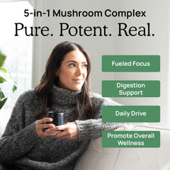 Five-mushroom complex: Chaga, Turkey Tail, Maitake, Shiitake, Reishi