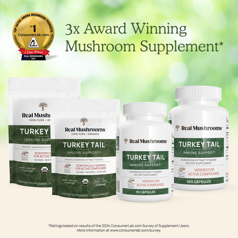 Real Mushrooms product packaging and branding