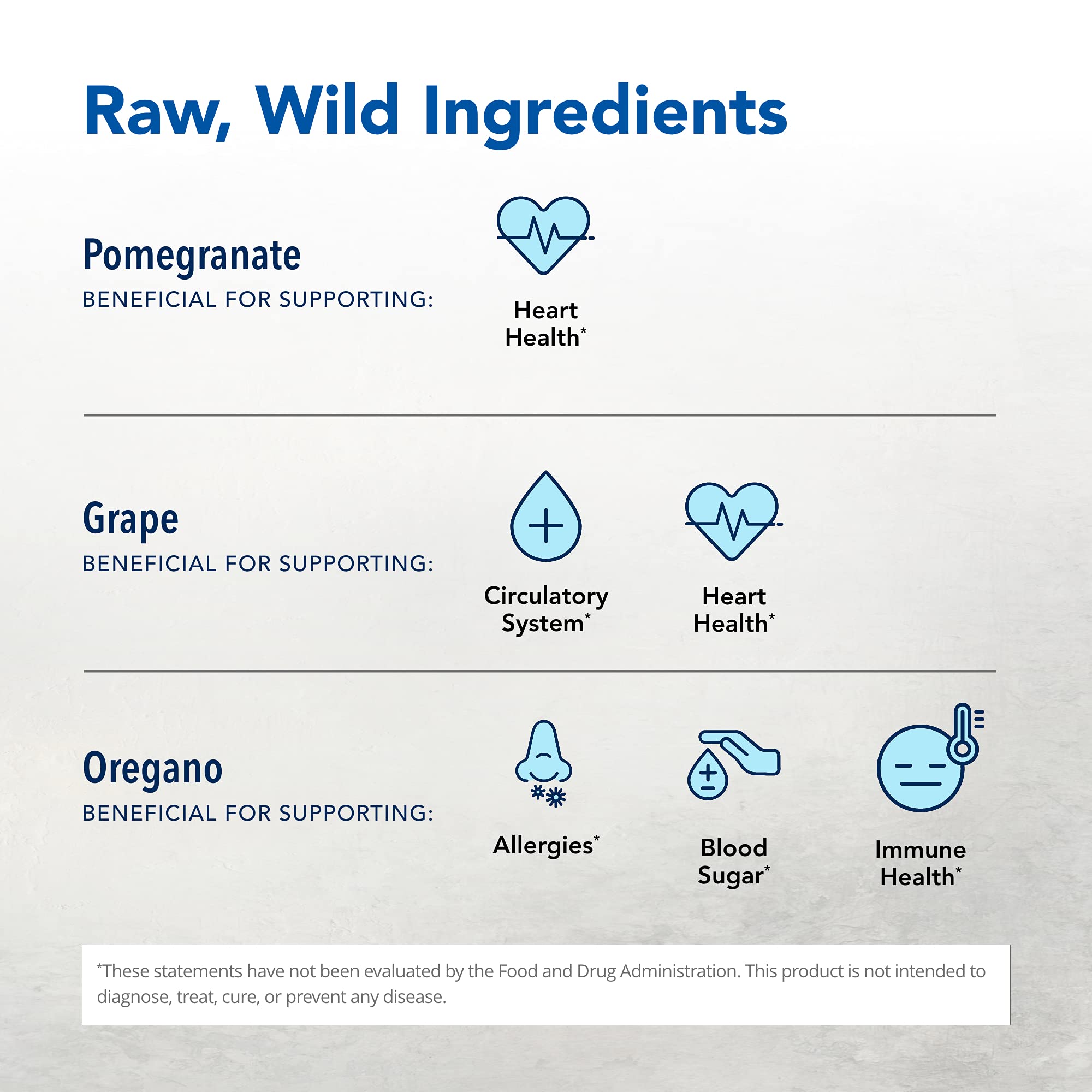 Real pomegranate and grape ingredients in Oreganol Juice