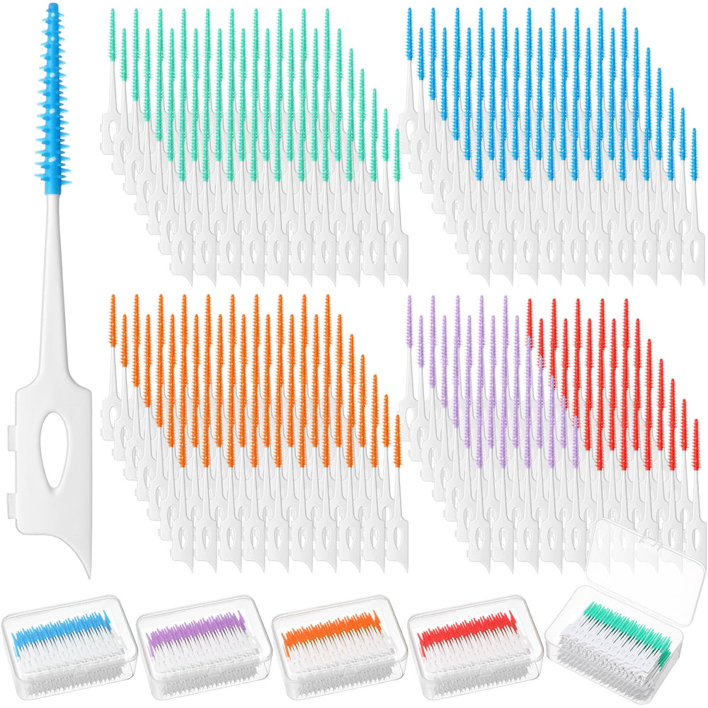 Blue interdental brushes with case for Reallnaive 1200 pcs silicone gum picks