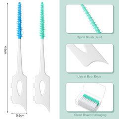 Green interdental brushes with storage case for teeth cleaning