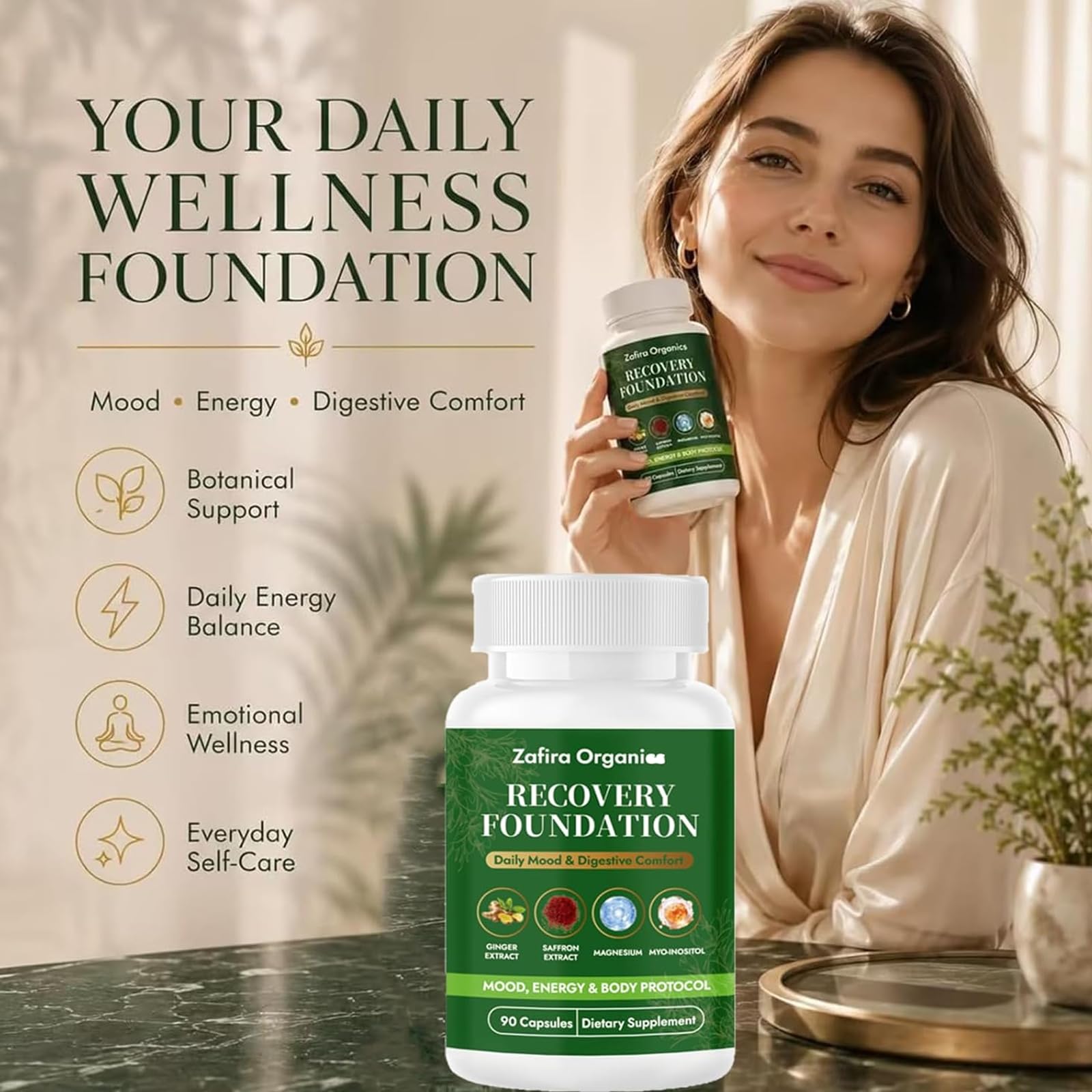 REATIFUL Zafira closeup of vegetarian capsules highlighting smooth texture for easy swallowing