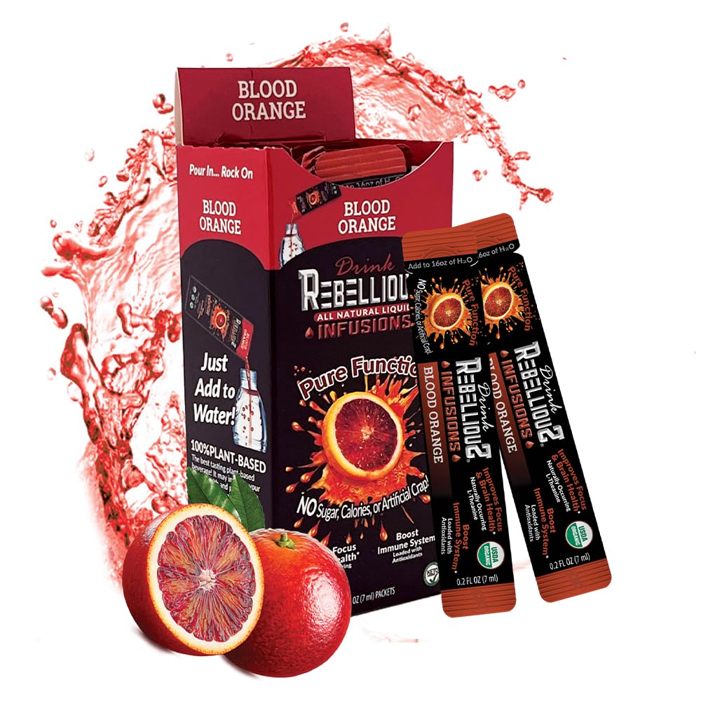Rebellious Blood Orange Drink Mix pack of 10 for on-the-go zero-calorie energy.