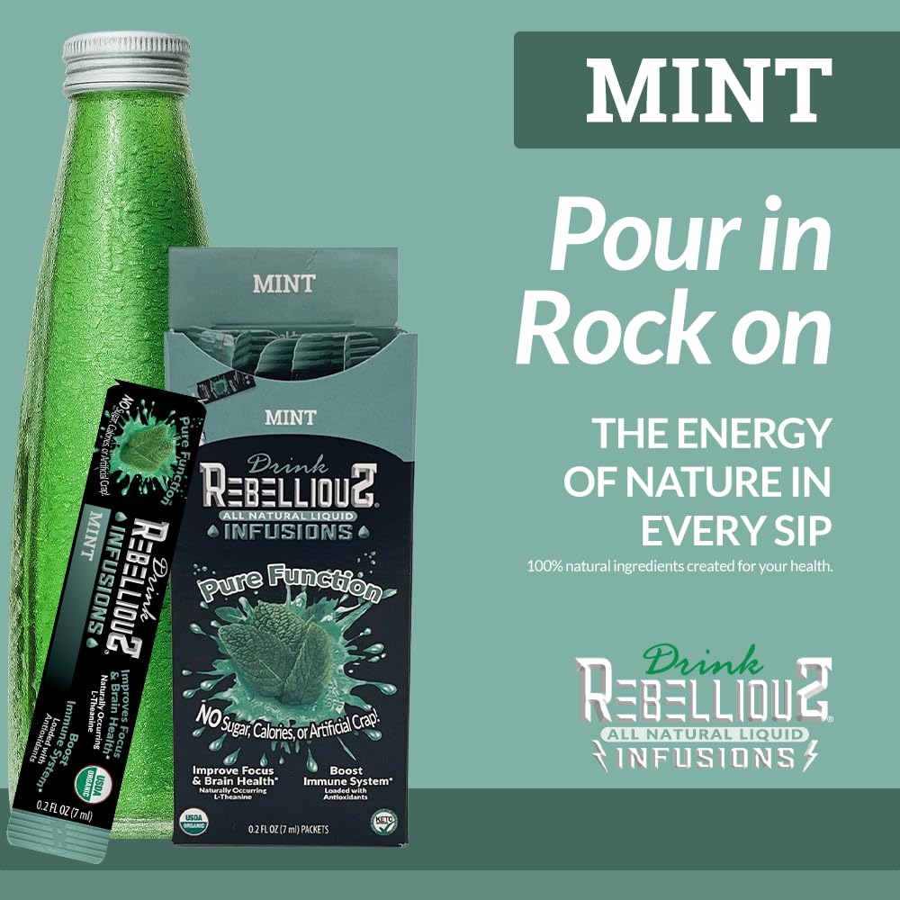 Rebellious Mint Drink Mix showing L-Theanine and caffeine for calm focus
