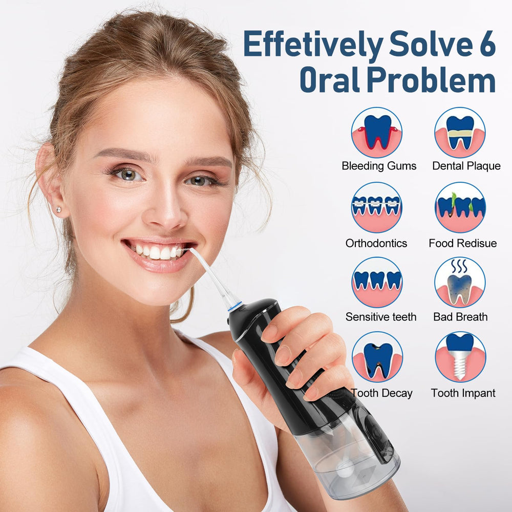 Rechargeable cordless oral irrigator with IPX7 waterproof design