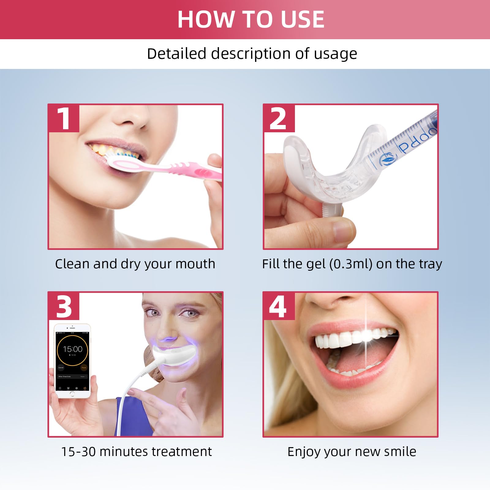 Rechargeable design for portable teeth whitening kit