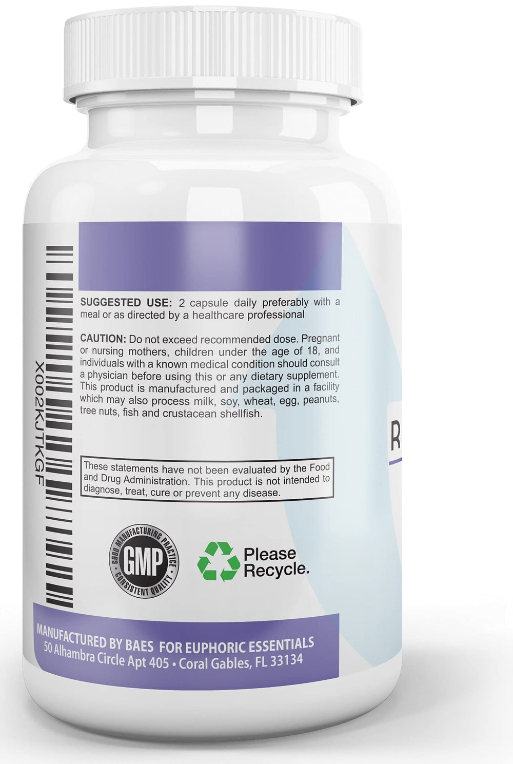 RECOVER ingredients RNA-DNA complex label supports daytime energy and focus during routines.