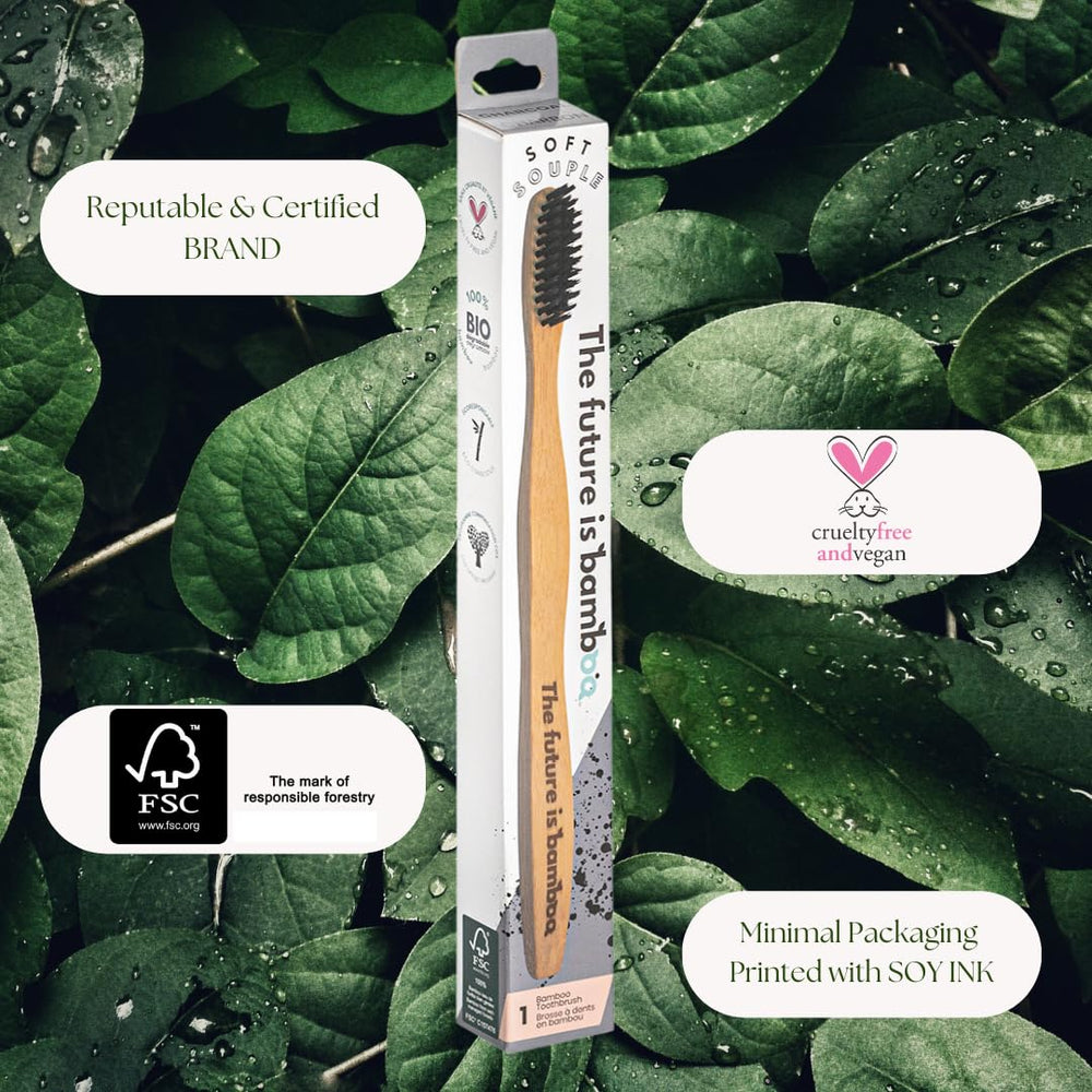 Recyclable packaging for bamboo toothbrushes