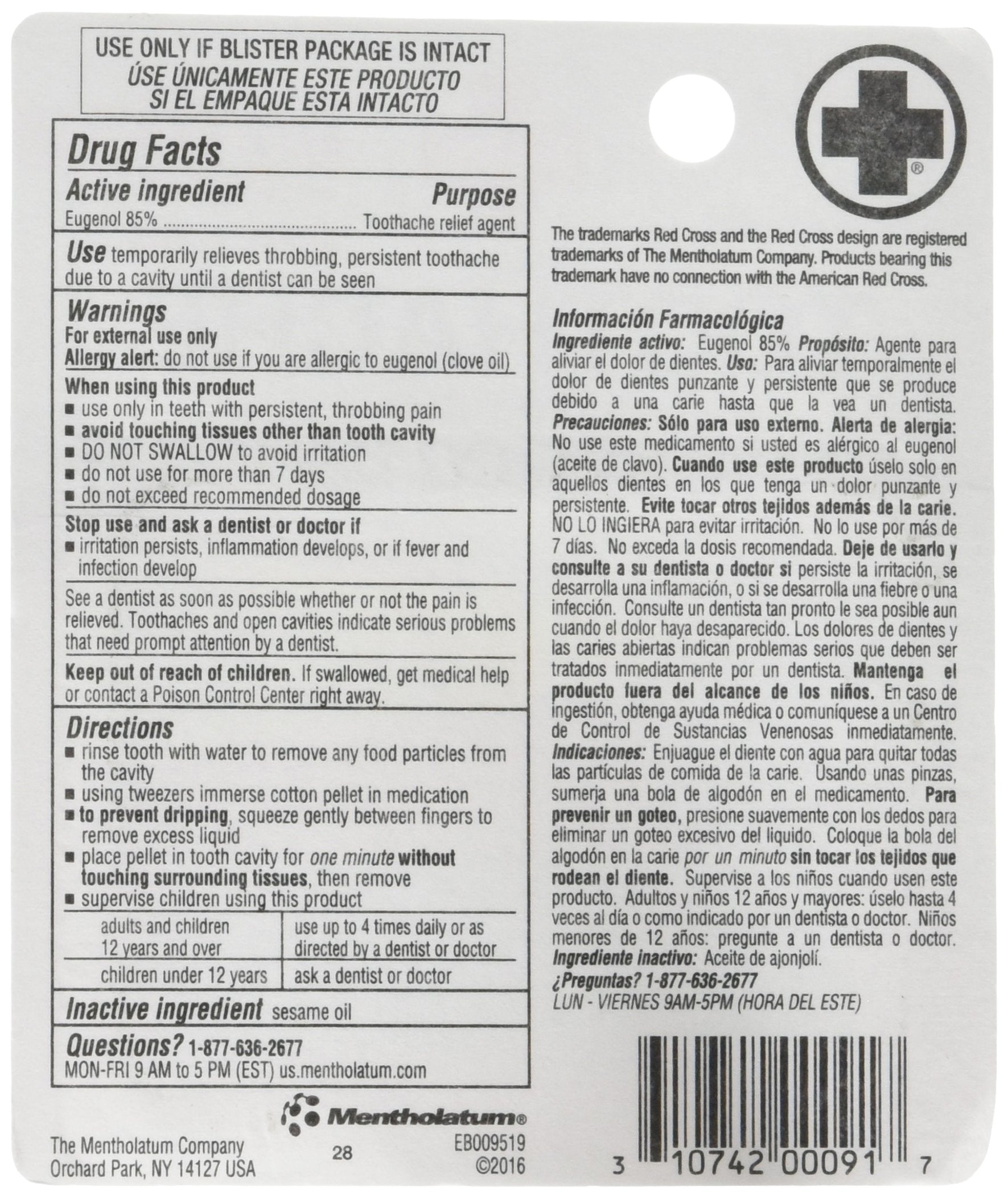 Single 0.12oz tube for toothache relief
