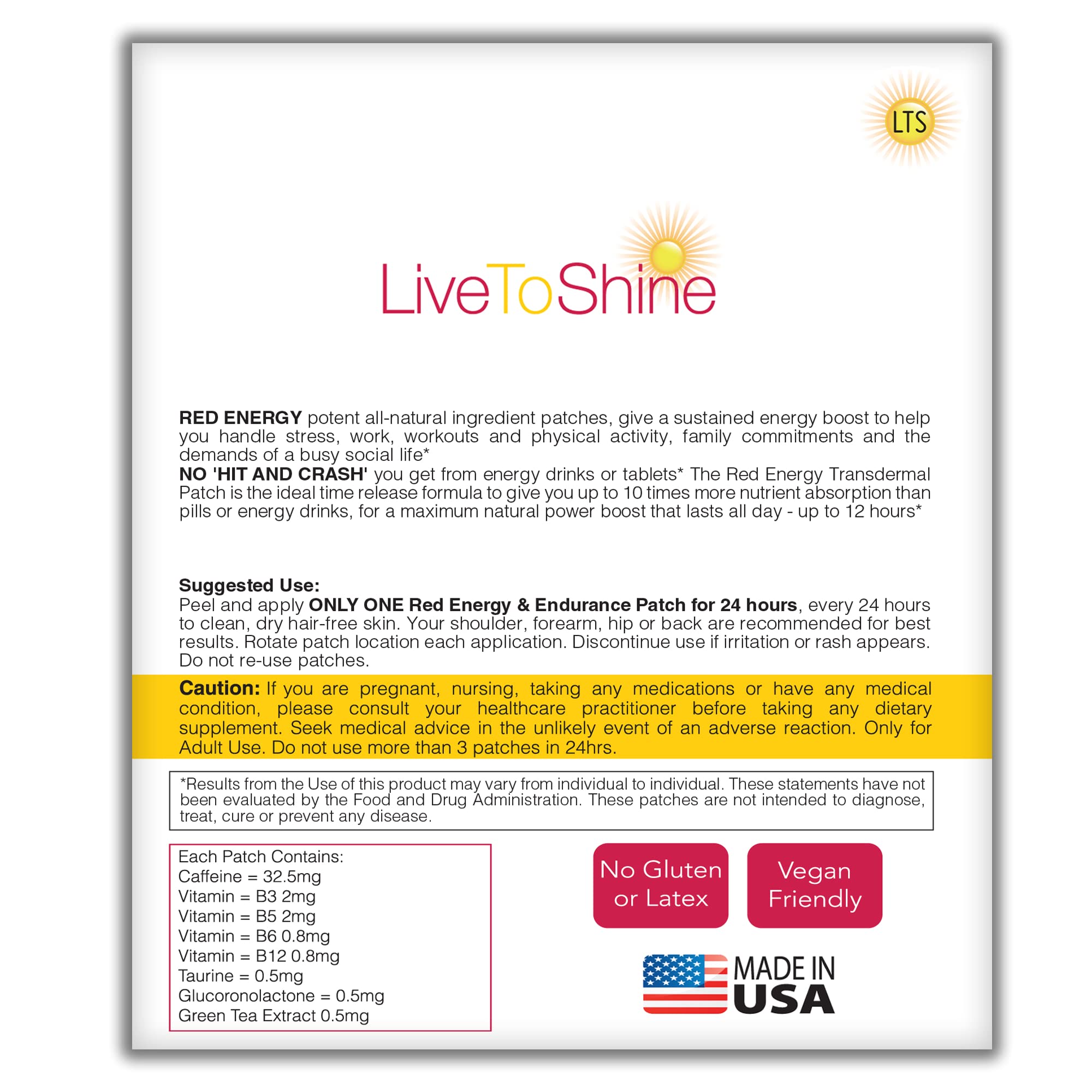 USA made label on patch packaging